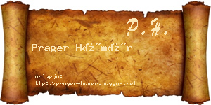 Prager Hümér névjegykártya
